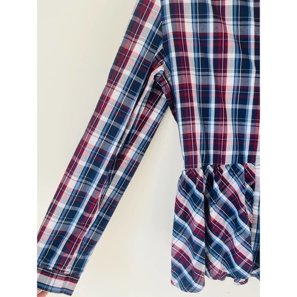 Boston Proper long sleeve plaid button down with ruffled‎ bottom sz 12 - Picture 3 of 8